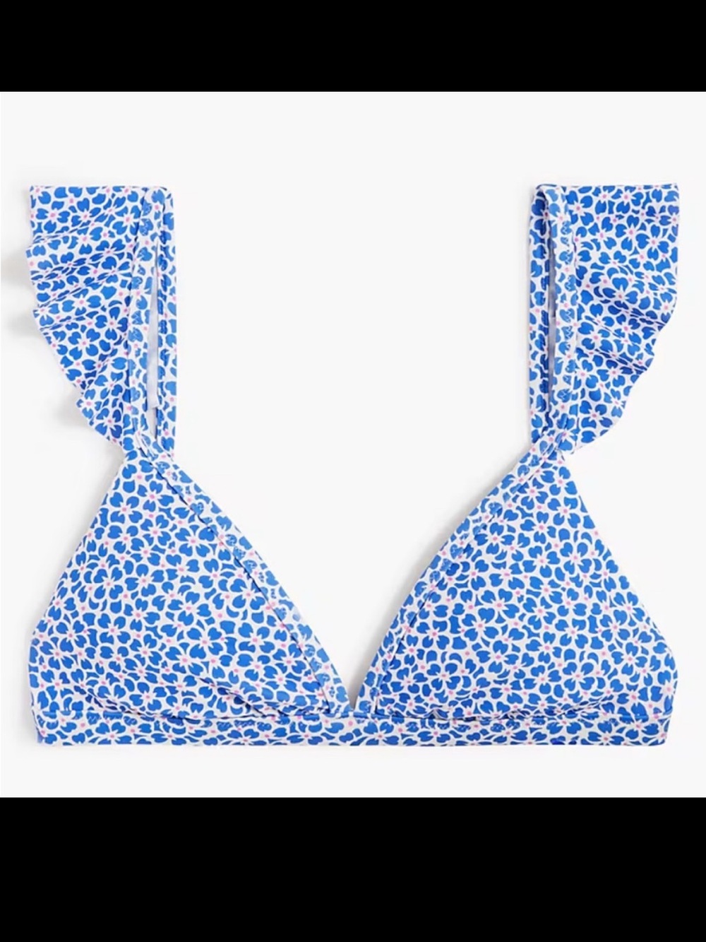 J. Crew Ditsy Floral Blue and White Ruffle Bikini TOP XS